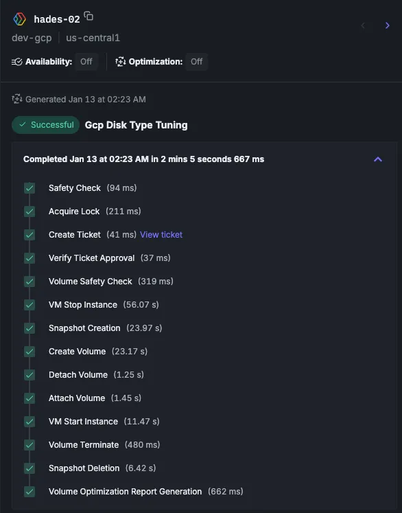 GCP disk tuning with Sedai